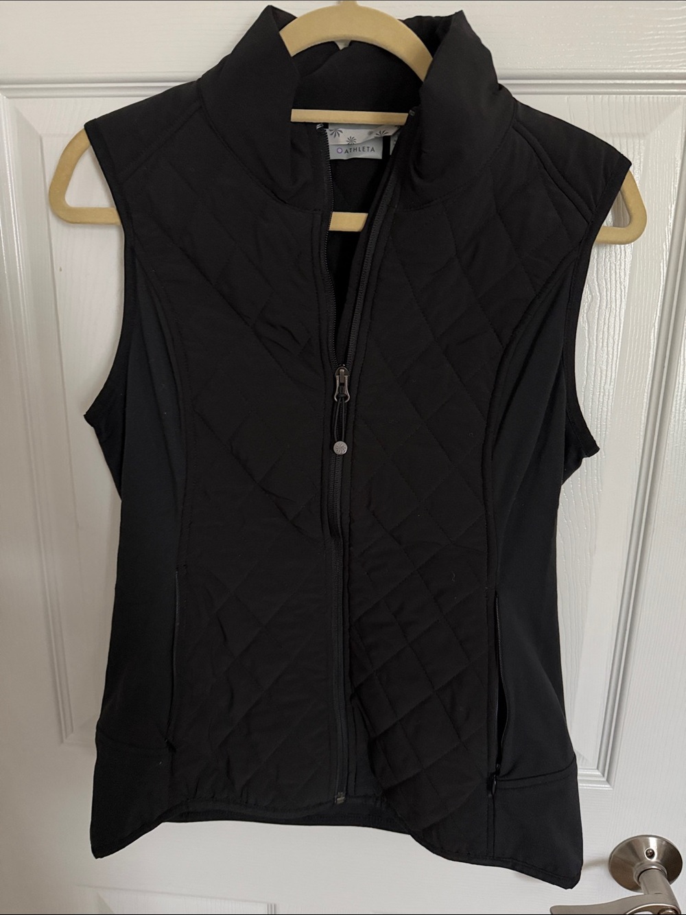 Athleta Black Quilted Zip-Up Performance Vest